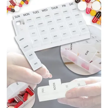 Úložný box ORGANIZÉR, TÝDENNÍ Schránka NA LÉKY POJEMNIK KRABIČKA NA LEKI 7 DNI 4 PORY