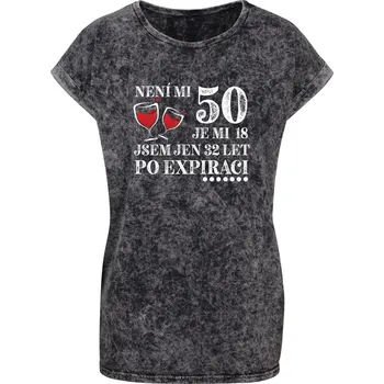 Dámské tričko Dámské tričko Acid wash Po expiraci Velikost: 5XL, Barva trička: Tmavě šedá