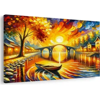 Obraz Dovido Obraz podzimní krajina s lodí