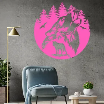Samolepící dekorace Živá Zeď Samolepka na zeď Vlci Barva: růžová, Velikost: 60 x 60 cm