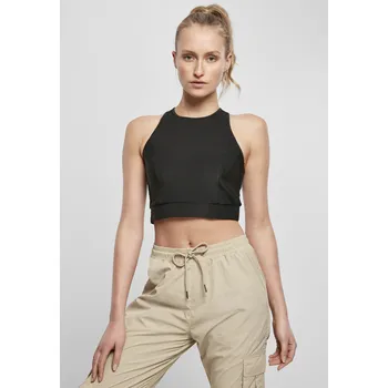 Dámský top s lesklými žebry v černé barvě Urban Classics černá 1751660