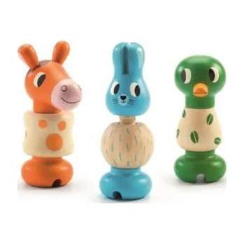 Dřevěná hračka DJECO - Dřevěná TRIO šroubovací zvířátka