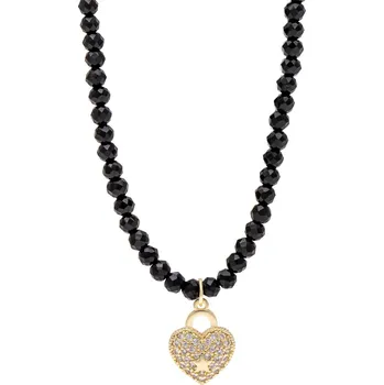 Řetízek Biju Černé korále se srdíčkem 2399 Černá