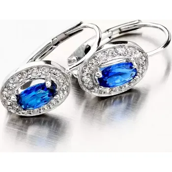 Náušnice Dámské náušnice safír a zirkony bílé zlato 52GZ-8049-B-SAF-KL