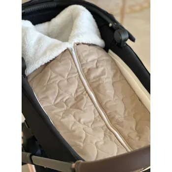 Fusak Béžový fusak s bílým beránkem z prošívaného velvetu