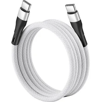 Datový kabel Prémiový magnetický opletený USB-C / USB-C nabíjecí kabel 2m 60W Barva: Bílá
