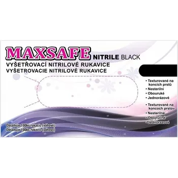 Zdravotnický materiál Vyšetřovací rukavice Maxsafe nitril, nepudrované, černé, vel. M, 100 ks