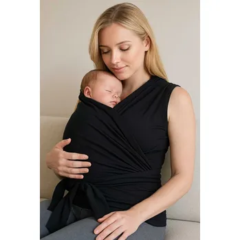 Zavinovací tričko na klokánkování Emberlyn černé bavlněné bez rukávů Velikost: M