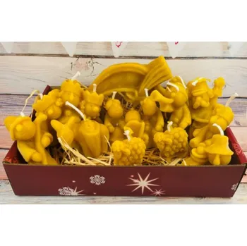 Svíčka Svíčka ze včelího vosku Betlém sada Zabalený zelené