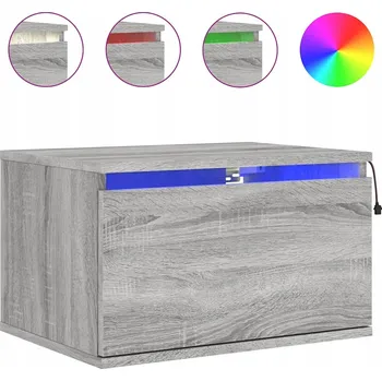 Noční stolek Noční stolek závěsný LED RGB 50x36x30 šedý dub