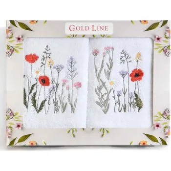 Ručník Dárkový set froté ručníků 20 KVĚTY, luční kvítí na bílé, 2x 50x100cm