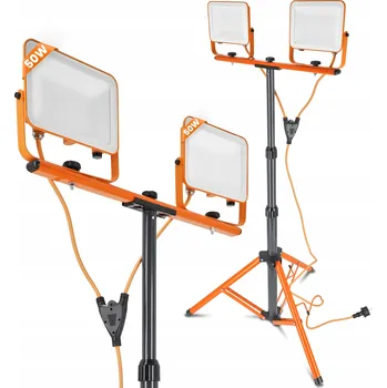 Halogenový LED stavební reflektor na stativu 2x 50W 11000lm lampa na stojanu
