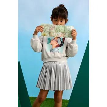 Dívčí sukně Dětská sukně Mayoral šedá barva, mini, áčková, 3907 3907.6F.Mini.PPYA 09X, vel. 98