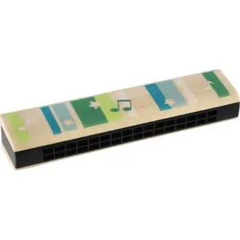 Hračka pro nejmenší Teddies Harmonika dřevěná 13 cm Modrá