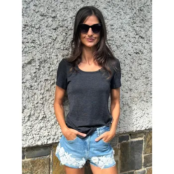 Dámské tričko Dámské merino tričko MoniLu kr. rukáv - černé Velikost: XL - 42/44