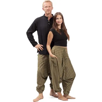 Harémové kalhoty / Sultánky CLASSIC STRIPES zelená II.