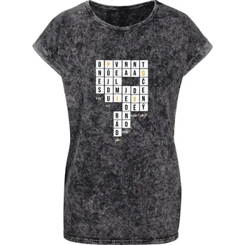 Dámské tričko Dámské tričko Acid wash Pivo křížovka Velikost: 5XL, Barva trička: Tmavě šedá