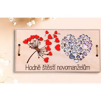 Dárková krabička Dřevěná dárková karta na peníze ke svatbě ♥️