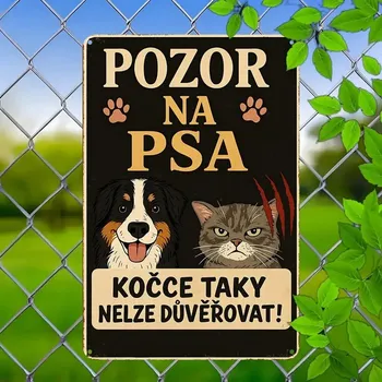 Plechová cedule BAF Kovová cedule Kočka a pes 30 x 20 cm