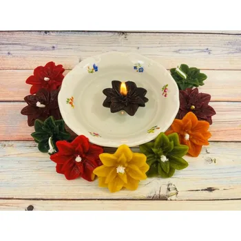 Svíčka Svíčka ze včelího vosku leknín jednoduchý Bez balení tmavě zelené