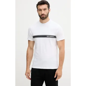 Pánské oblečení Bavlněné tričko Karl Lagerfeld A3M46001 bílá 00X, vel. S