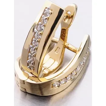 Náušnice Dámské náušnice žluté zlato 585 se zirkony 52DZ-8018Z-ZIR