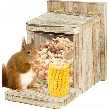 Krmítko pro ptáka KRMÍTKO PRO VEVERKY DŘEVĚNÉ NA KUKUŘICI A ARAŠÍDY