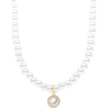 Řetízek Biju Perličkové korále se zirkonovým přívěskem 2398-1