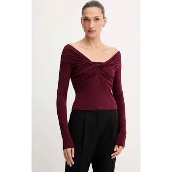 Dámská halenka Halenka Patrizia Pepe dámská, vínová barva, hladká, 2M4477 J333 2M4477.J333 83X, vel. 40