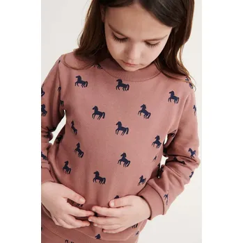 Chlapecká mikina Dětská bavlněná mikina Liewood LW17218 růžová 34X, vel. 56