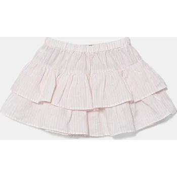 Dámská sukně Dětská lněná sukně United Colors of Benetton růžová barva, mini, áčková, 4Q1NG0010 4Q1NG0010.P.Seasonal 03X, vel. 90