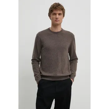 Pánský svetr Vlněný svetr United Colors of Benetton pánský, hnědá barva, lehký, 1002U1G34 88X, vel. L