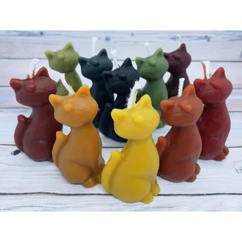 Svíčka Svíčka ze včelího vosku kočka střední Bez balení zelené