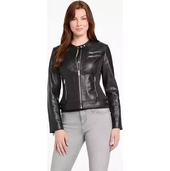 Dámská větrovka GUESS dámská koženková bunda Zona černá M