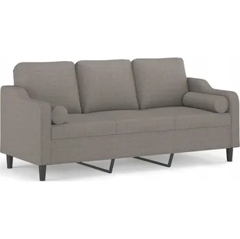 Pohovka Třímístná pohovka s polštáři - 198x77x80 cm, šedohnědá (taupe)