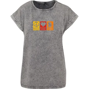 Dámské tričko Acid wash Peace love beer Velikost: 4XL, Barva trička: Světle šedá