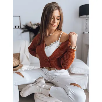 Dámský svetr Dámský svetr na knoflíky MINSTRAL Barva kamelová DSTREET DStreet tmavě červená 2055300