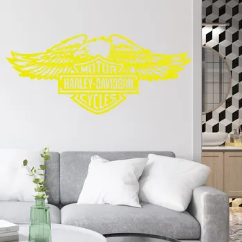 Samolepící dekorace Živá Zeď Samolepka na zeď Harley Davidson orel Barva: žlutá, Velikost: 60 x 26 cm