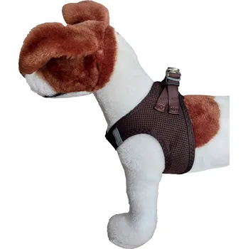 Postroj pro psa BEZTLAKOVÉ POSTROJE PRO PSA HNĚDÉ LEHKÉ S OČKEM NA VODÍTKO JEZEVČÍK M