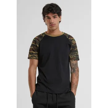 Pánské tričko Raglánové kontrastní tričko blk/woodcamo Urban Classics černá 1790845