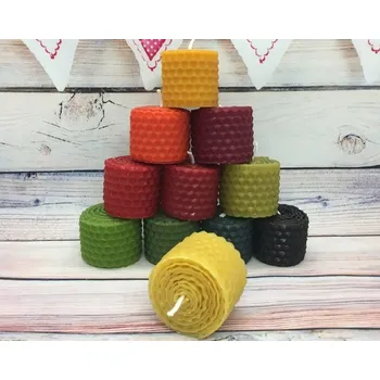 Svíčka Svíčka ze včelího vosku mini kulatá Bez balení zelené