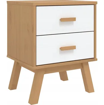 Noční stolek Noční stolek dřevěný OLDEN 45x39x57cm bílo-hnědý