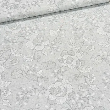 Směsové plátno 403003 LOTA GREY 91, šedé květy, š.140cm (látka v metráži)
