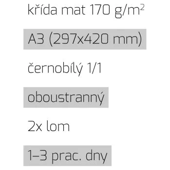 Tiskopis Leták 2xlom A3 1/1 křída mat 170 g/m2 LT-A3-1/1-170-K-2xLom Nižší cena pro více kusů!