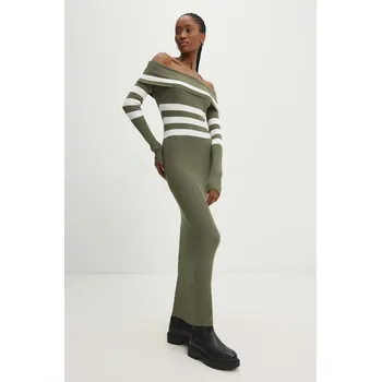 Dámské šaty Vlněné šaty Answear.LAB zelená barva, maxi 111123.TJS 87X, vel. M/L