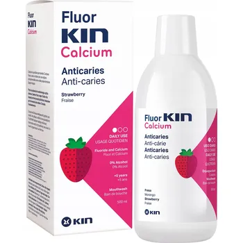 Ústní voda KIN Fluor Calcium Ústní voda pro děti s jahodovou příchutí 500 ml