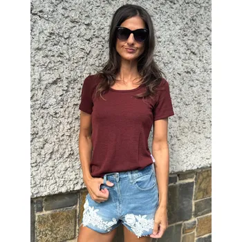 Dámské tričko Dámské merino tričko MoniLu kr. rukáv - vínové Velikost: S - 36/38