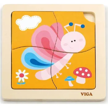 Puzzle VIGA Dřevěné puzzle Motýl 4 dílky