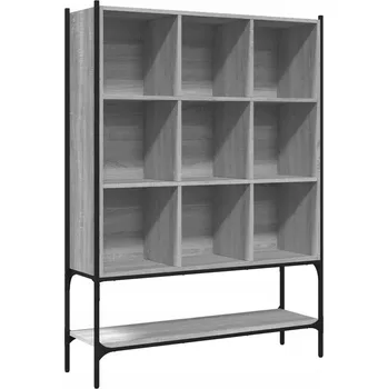 Knihovna Regál na knihy, 9 přihrádek, šedý dub sonoma, 102x30x141,5 cm