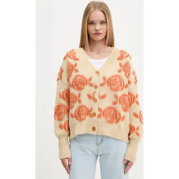 Dámský svetr Kardigan s příměsí vlny Desigual CARTER béžová barva, 25WWJF22 12A, vel. L